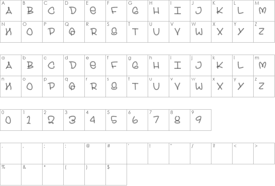 BLING font character map preview