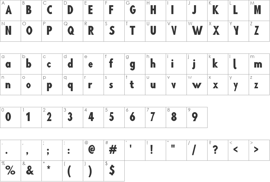 Blink font character map preview