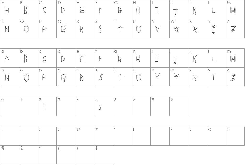 Blinkers font character map preview