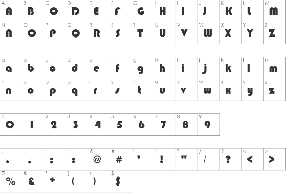 Blippo Black font character map preview