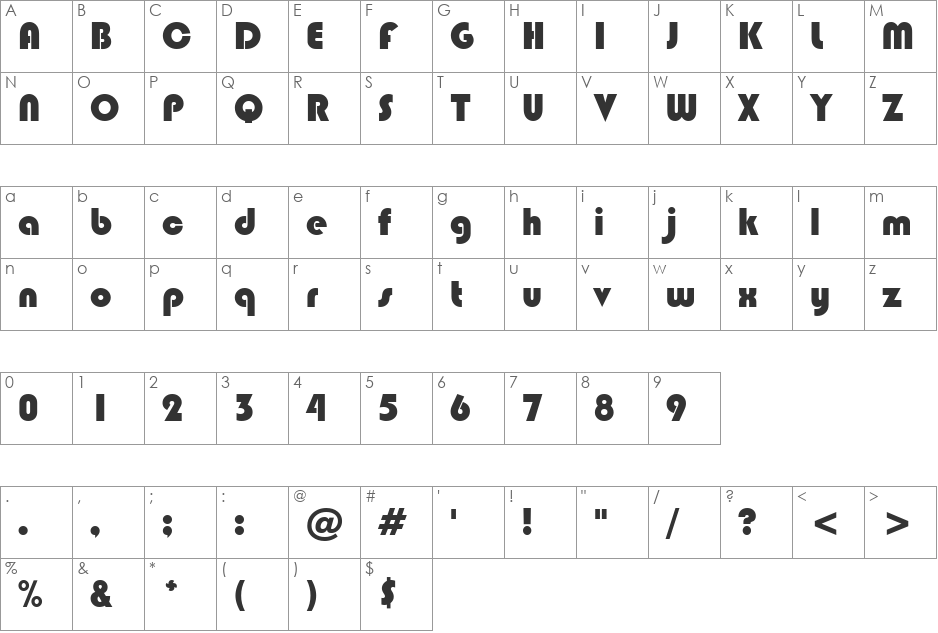Blippo Blk BT font character map preview