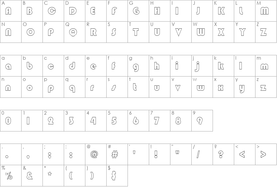 BlippoBlaOutP font character map preview