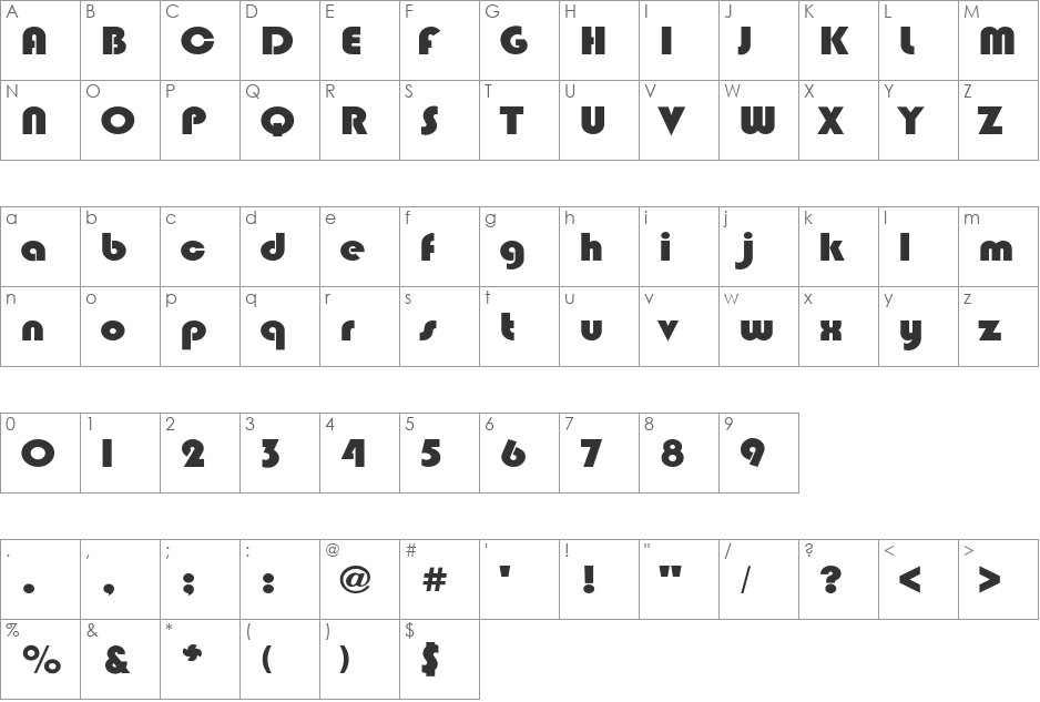 BlippoExt-Heavy font character map preview
