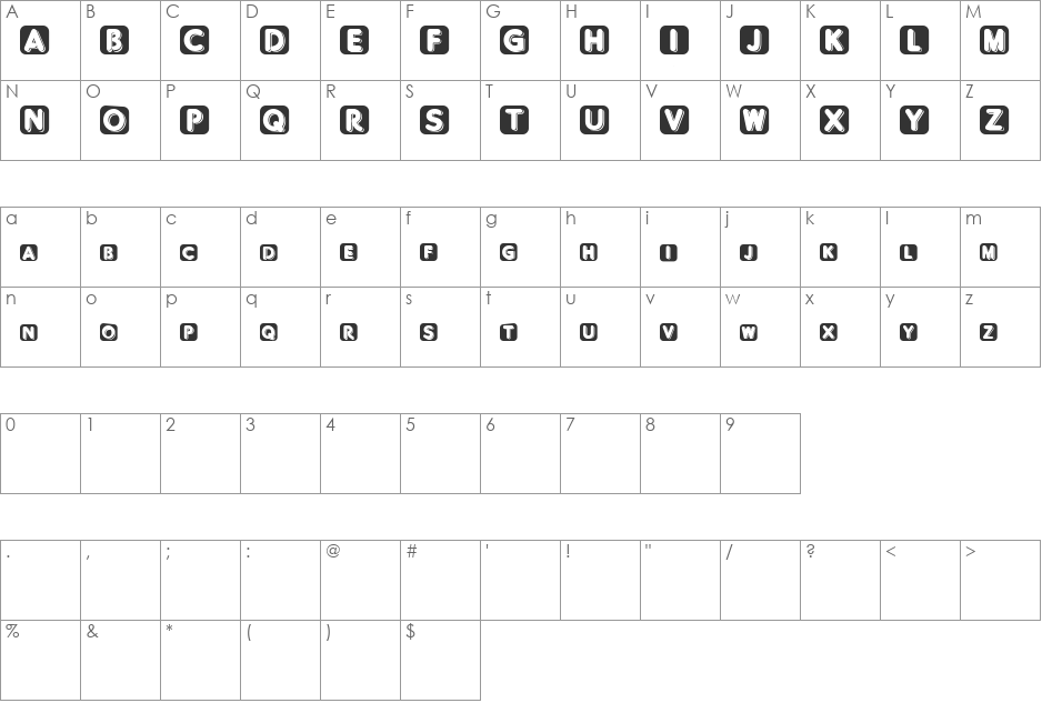 BlisteredReverse font character map preview