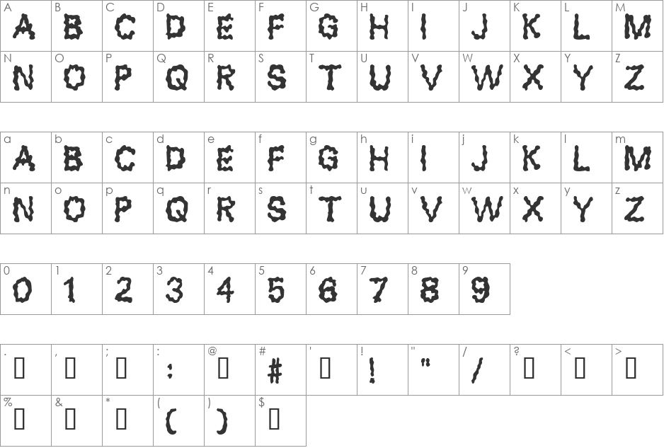 Blobs font character map preview