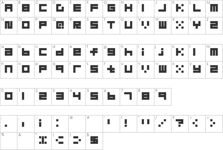 block font character map preview