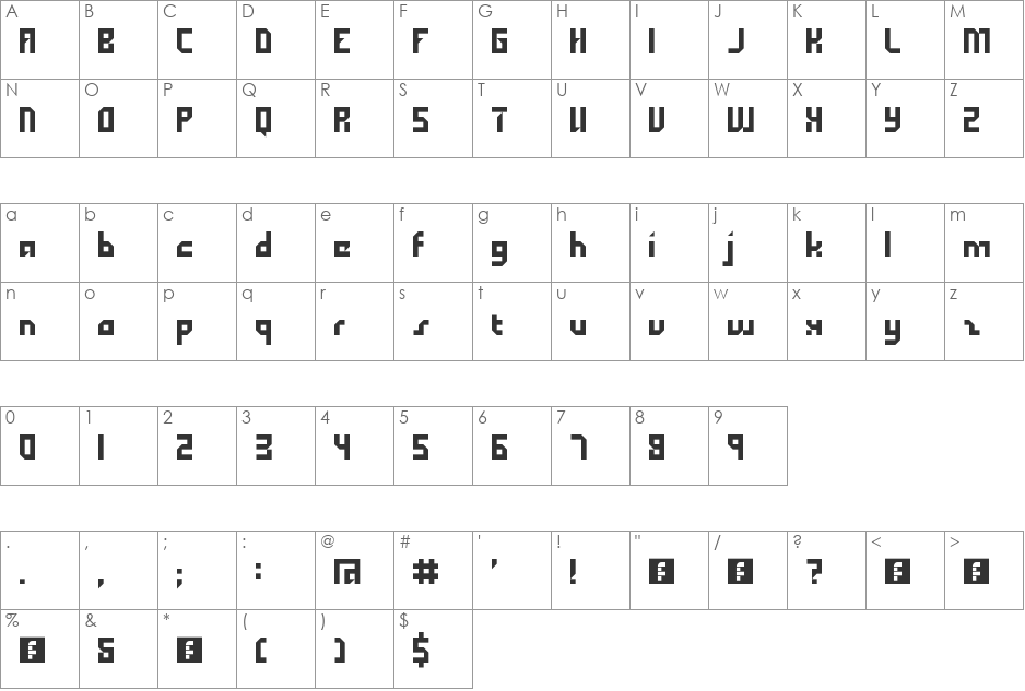 Block Forty Five font character map preview