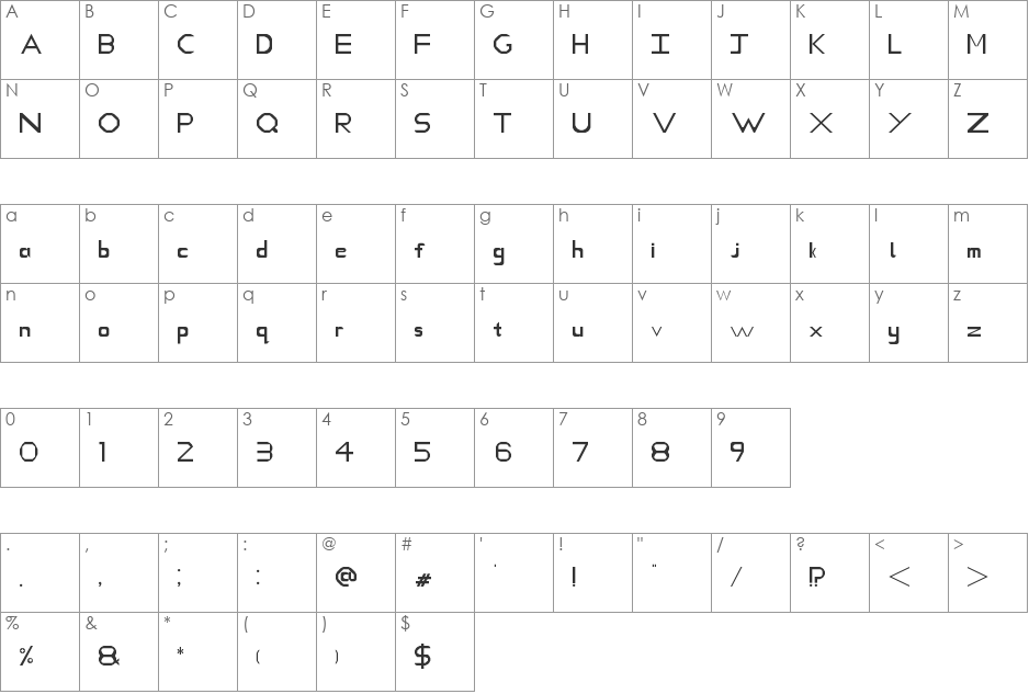 Block Hand font character map preview