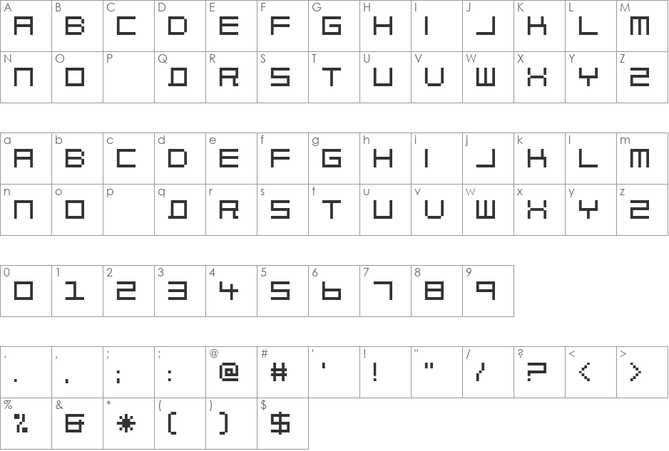 Block Out font character map preview
