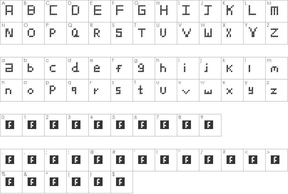 block simple font character map preview