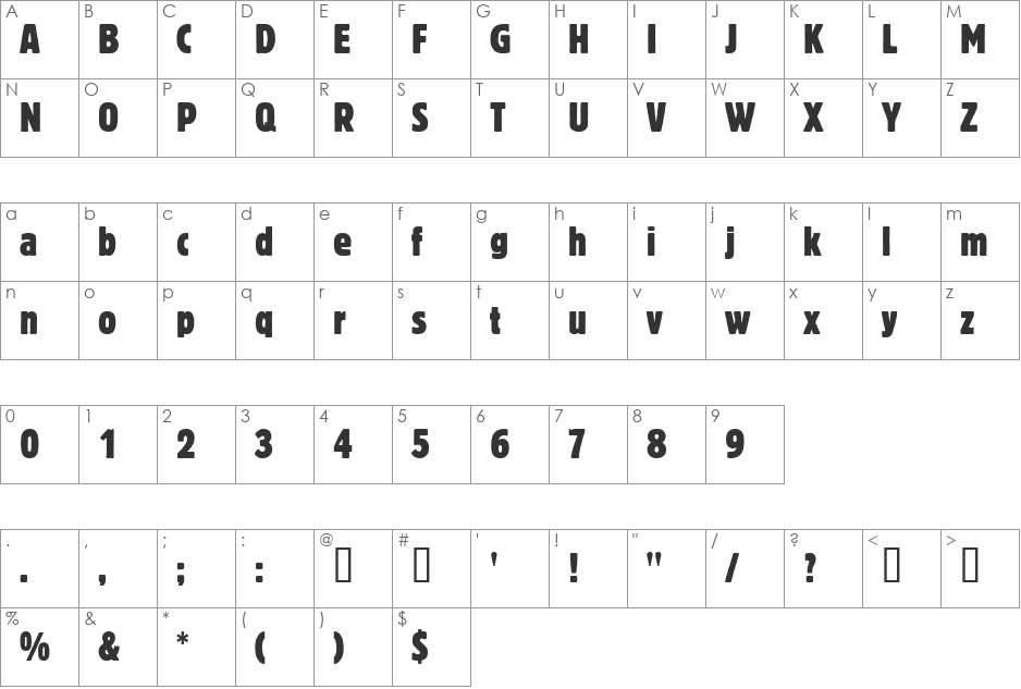 BlockBE font character map preview