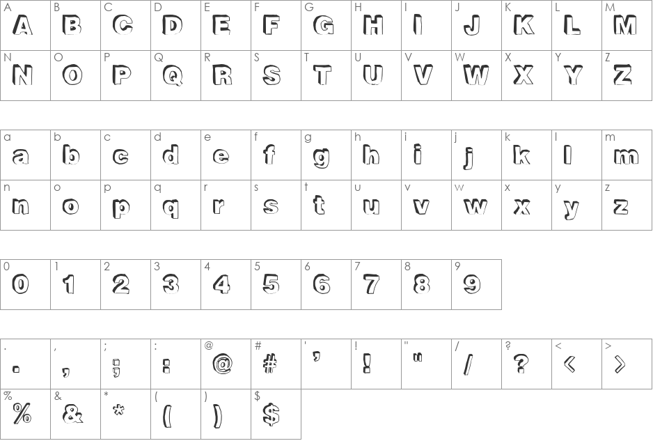 BlockDogBack font character map preview