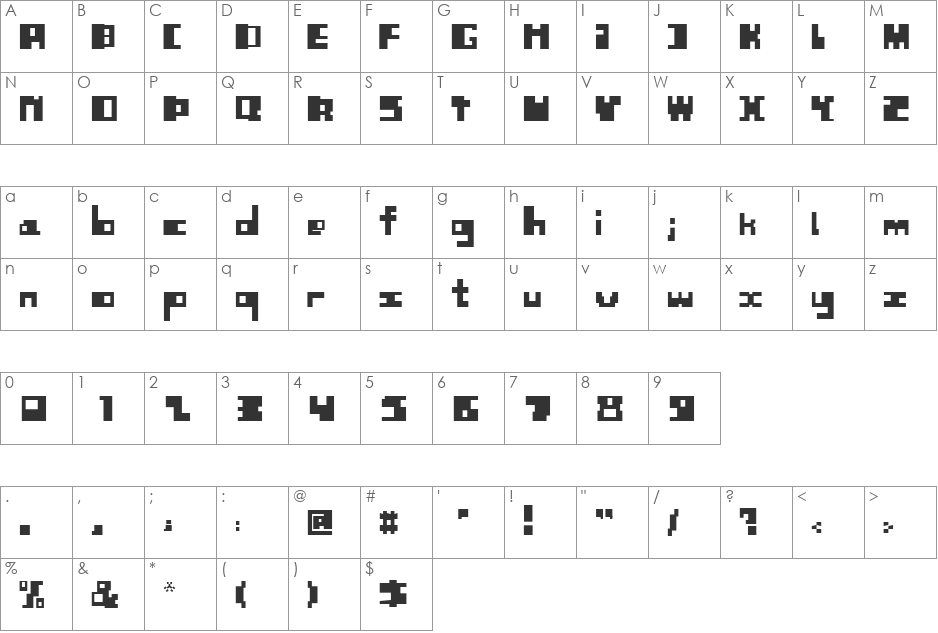 Blocked Out font character map preview