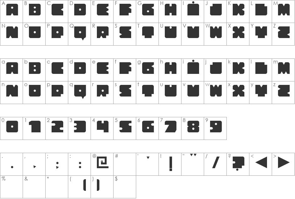 Blocker Modular font character map preview