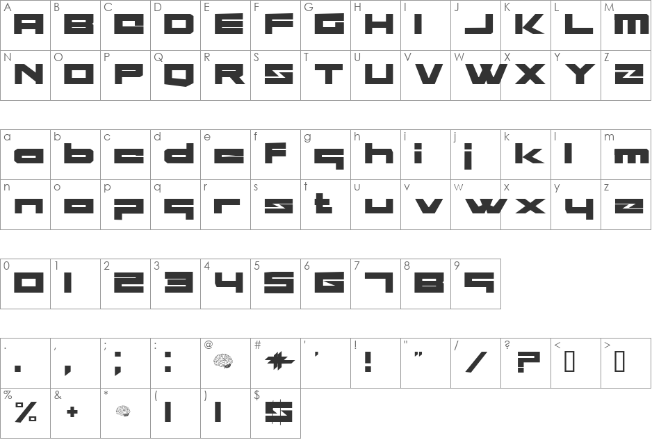 Blockhead font character map preview