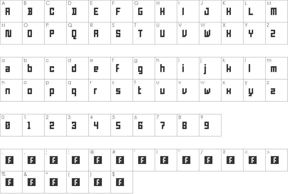 blockish font character map preview
