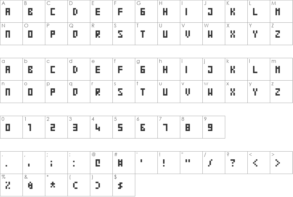 Blocko font character map preview