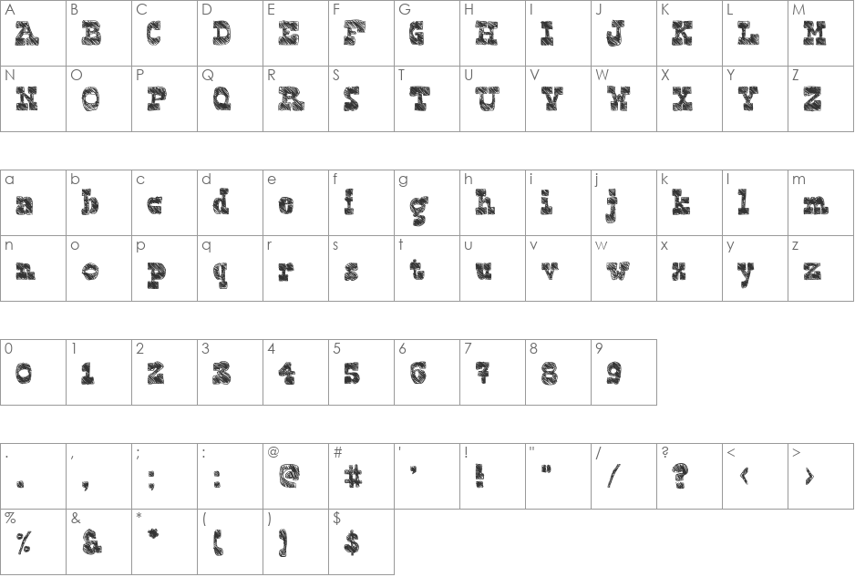 Blockography font character map preview
