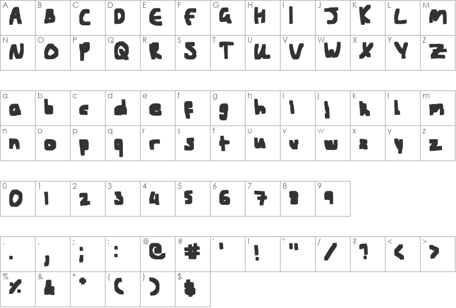 Blocks font character map preview