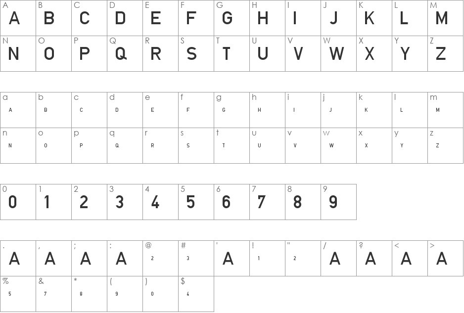 Blockschrift f font character map preview