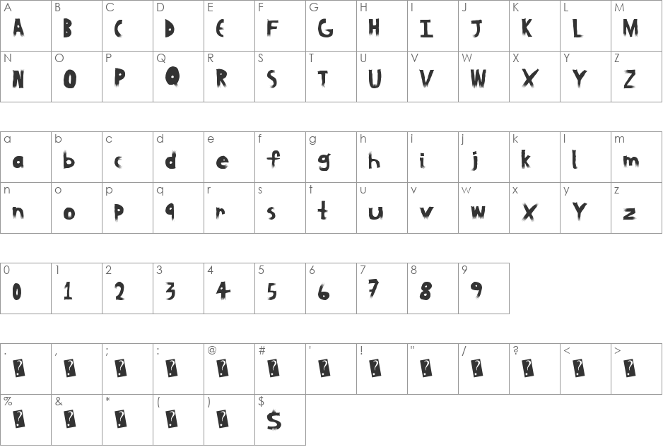 BlockWood font character map preview