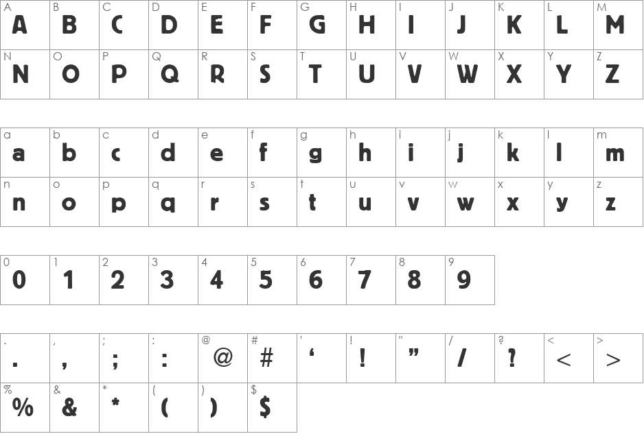 Blofeld DB font character map preview
