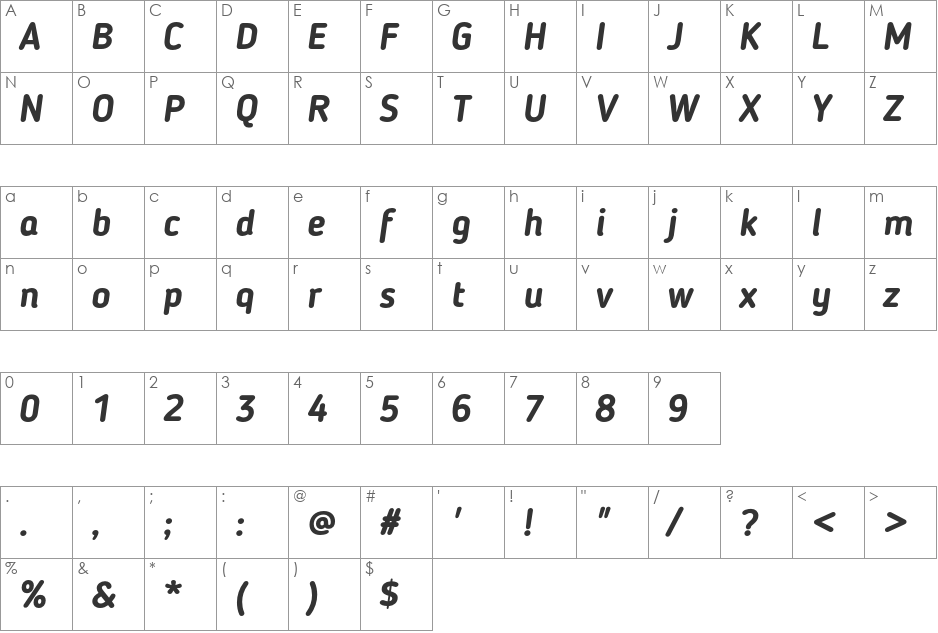 Blogger Sans font character map preview