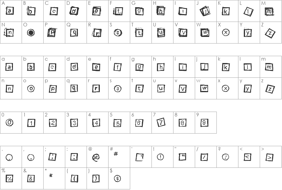 Bloktype font character map preview