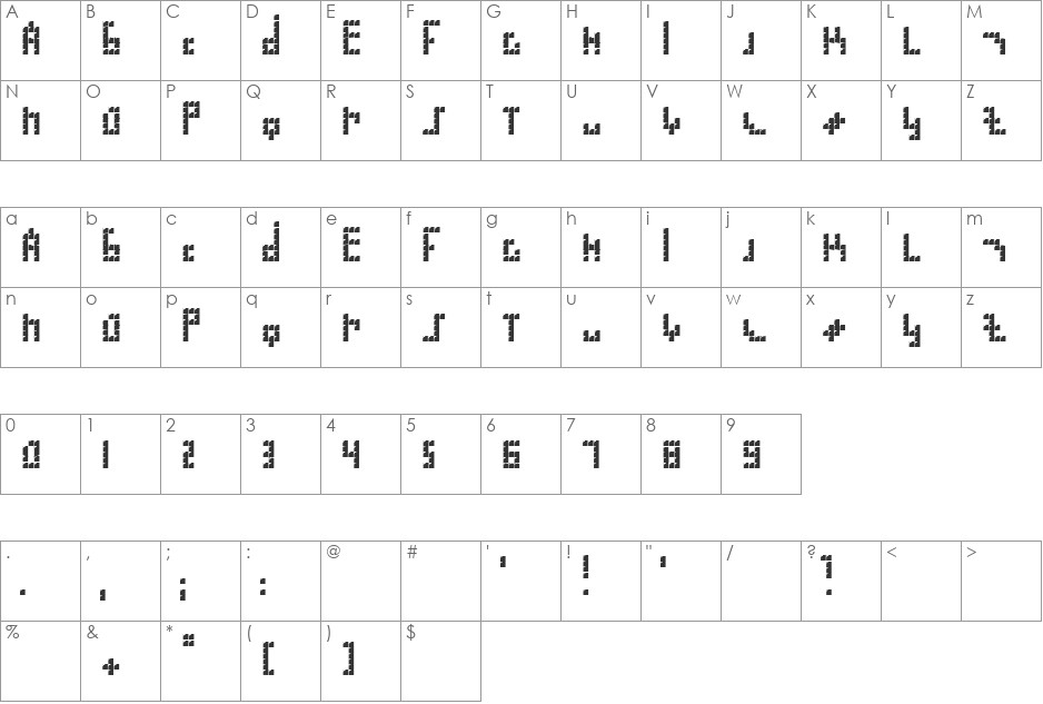 Blokus font character map preview