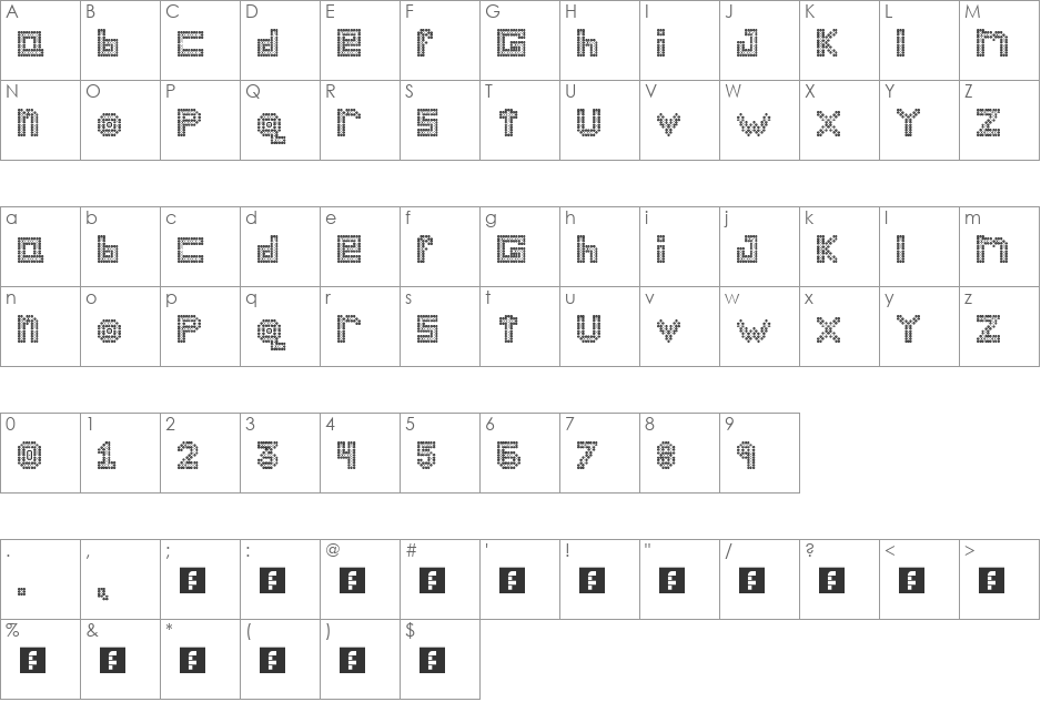 Bloodshot 1.1 font character map preview