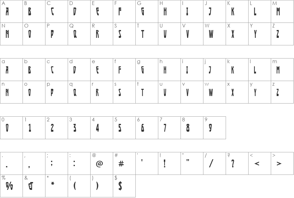 Afisha font character map preview