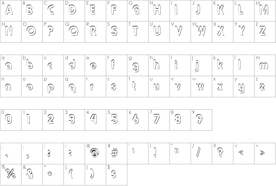 Blooshooz font character map preview
