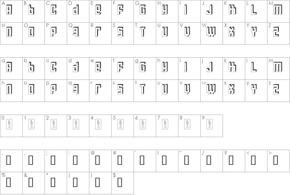 Bloqueada font character map preview