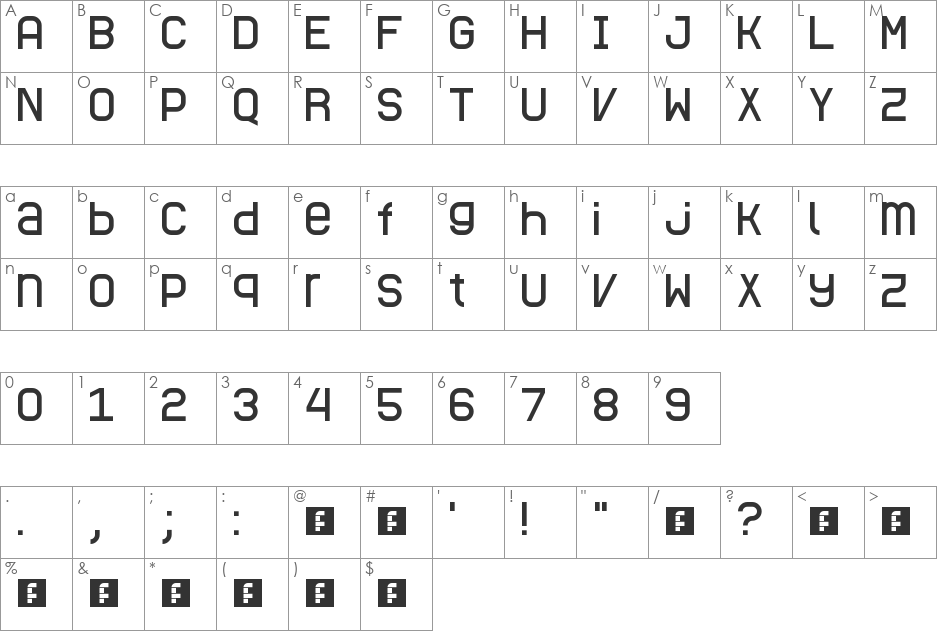 AFLD font character map preview