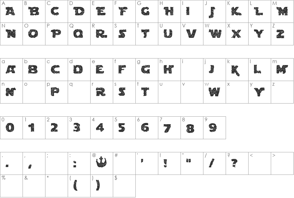 Blown Droid font character map preview