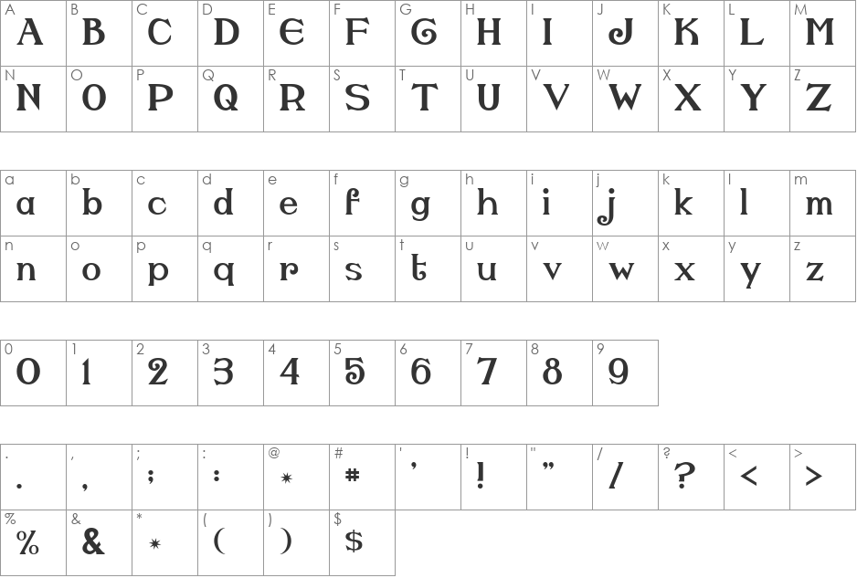 BlownDeadline font character map preview