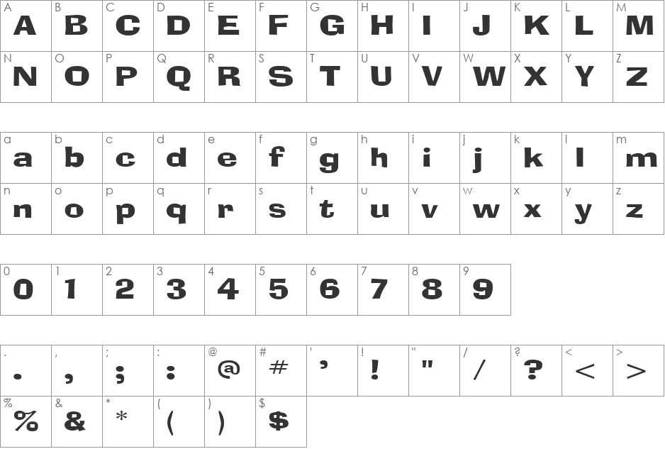 Blox font character map preview