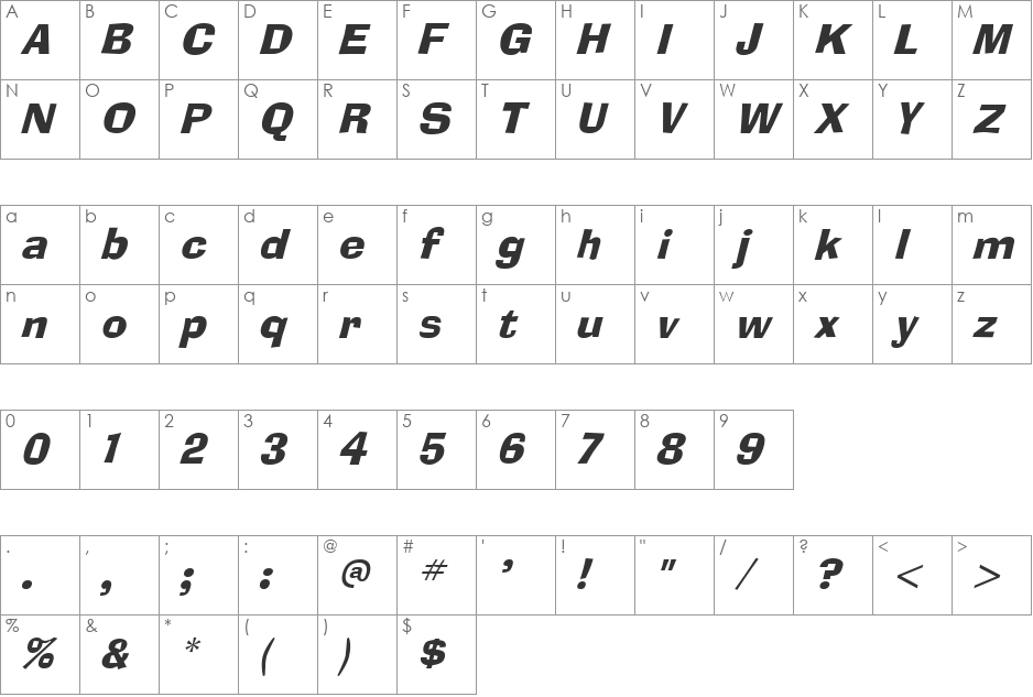 Blox font character map preview