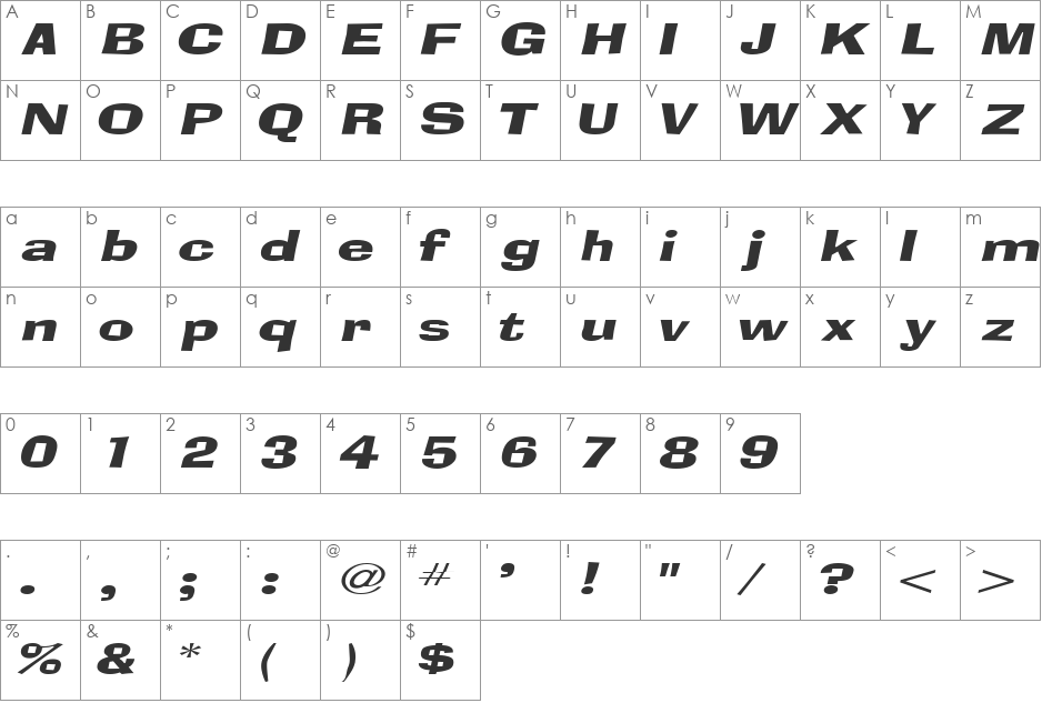 BloxExtended font character map preview