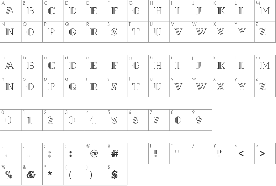 BLT font character map preview