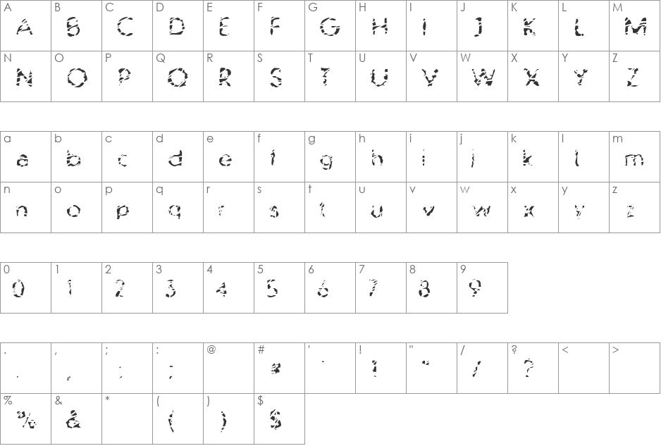 Blubb font character map preview