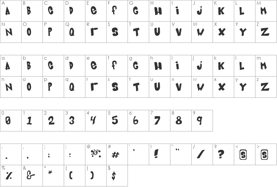 Blue Card font character map preview