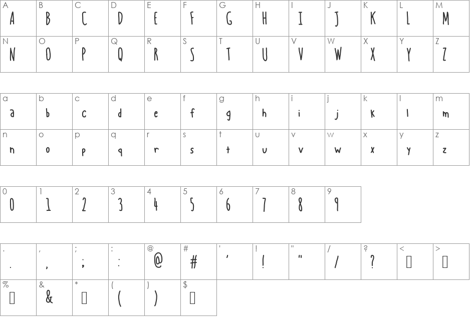BLUE CHUCKS font character map preview