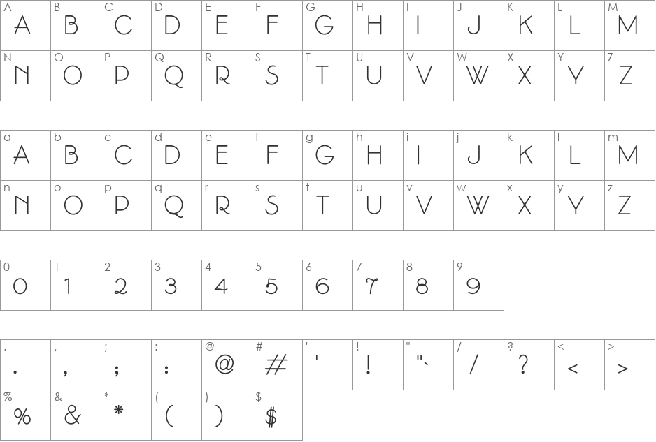Blue Monday font character map preview