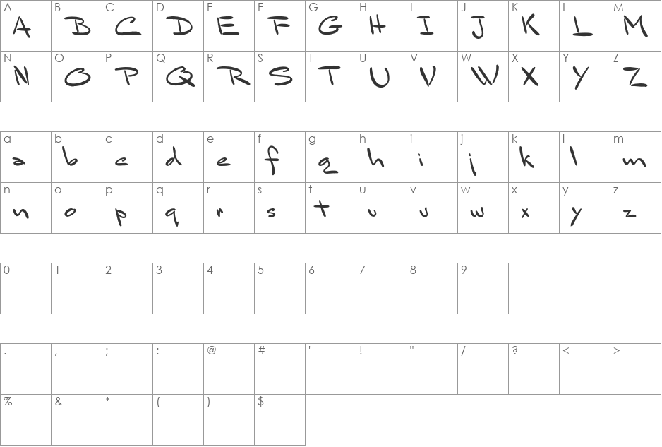 Bluelmin Sandsfort font character map preview