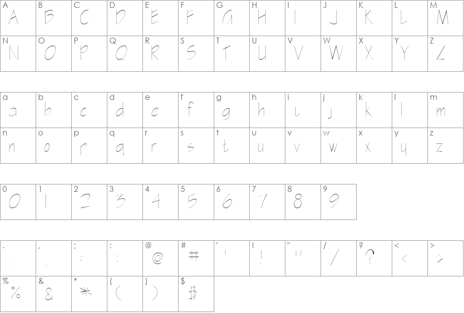 BluePrint font character map preview