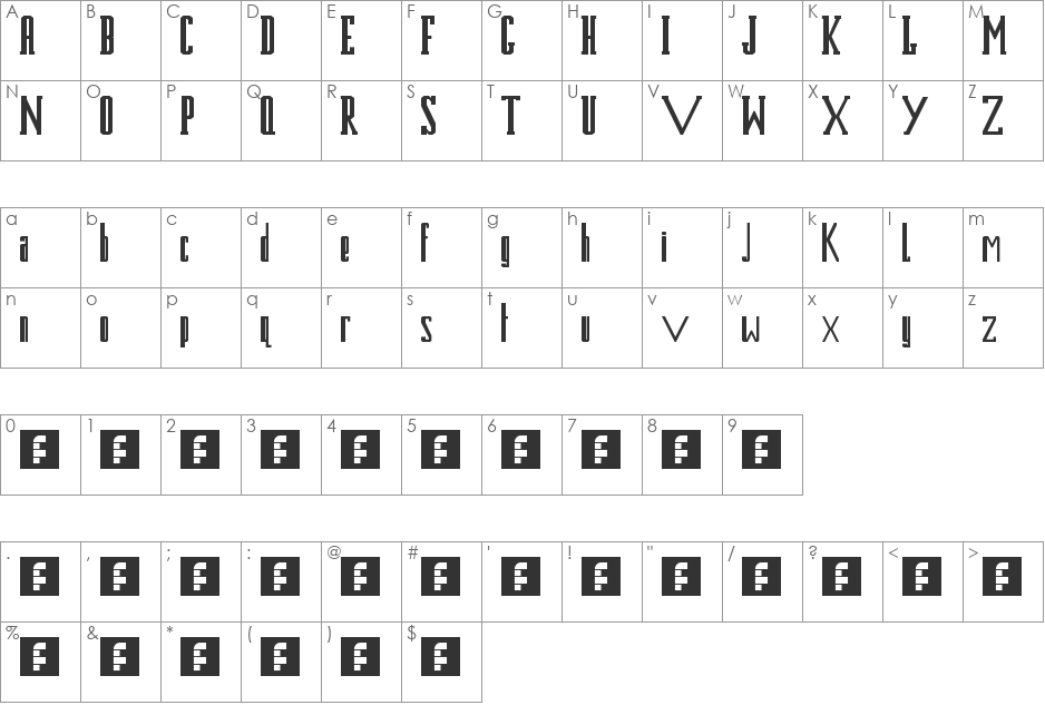 blues mk2 font character map preview