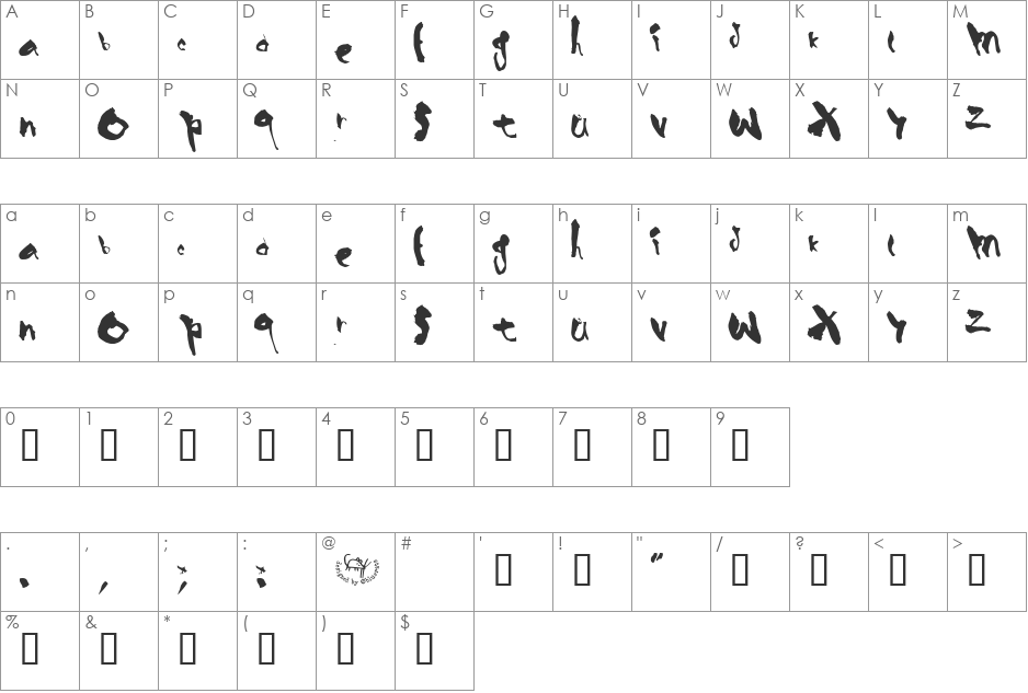 BlueSkin font character map preview