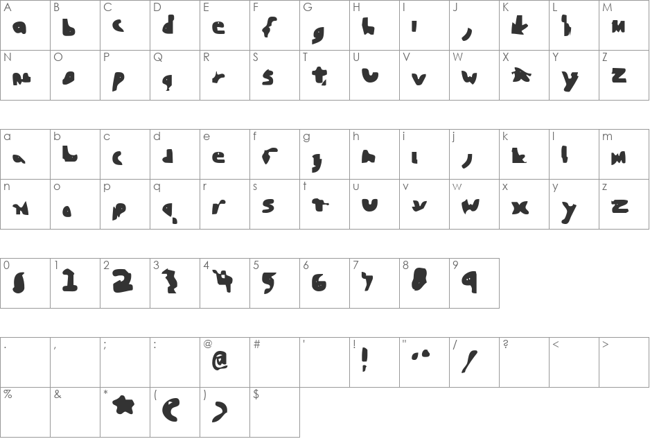 Blunted font character map preview
