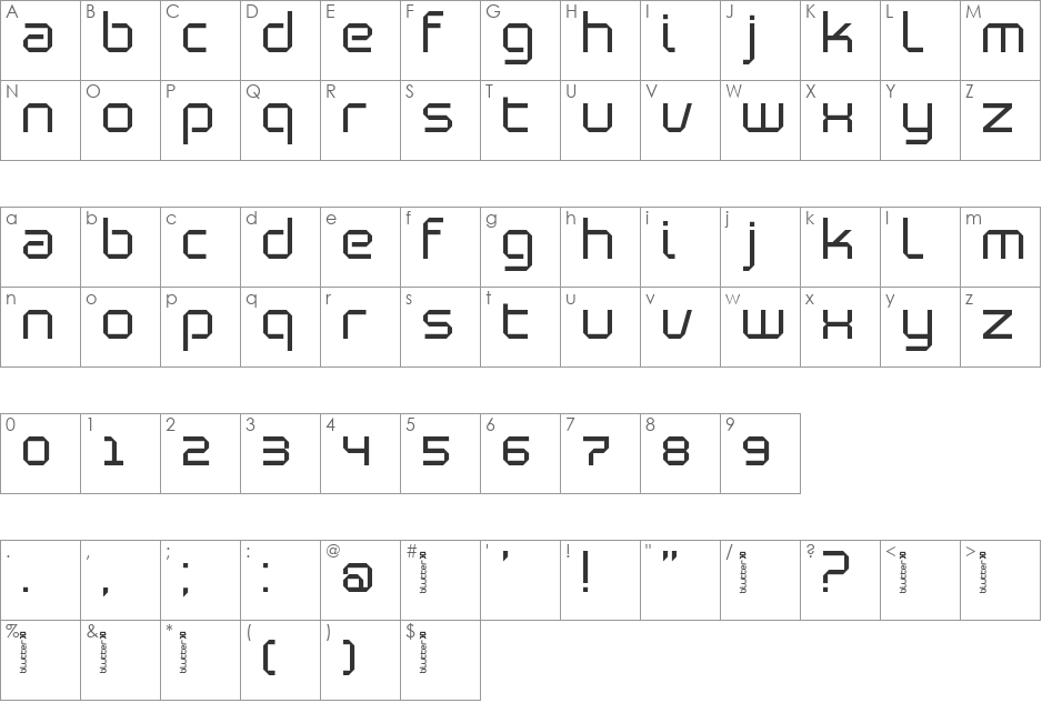Blutter Slim font character map preview
